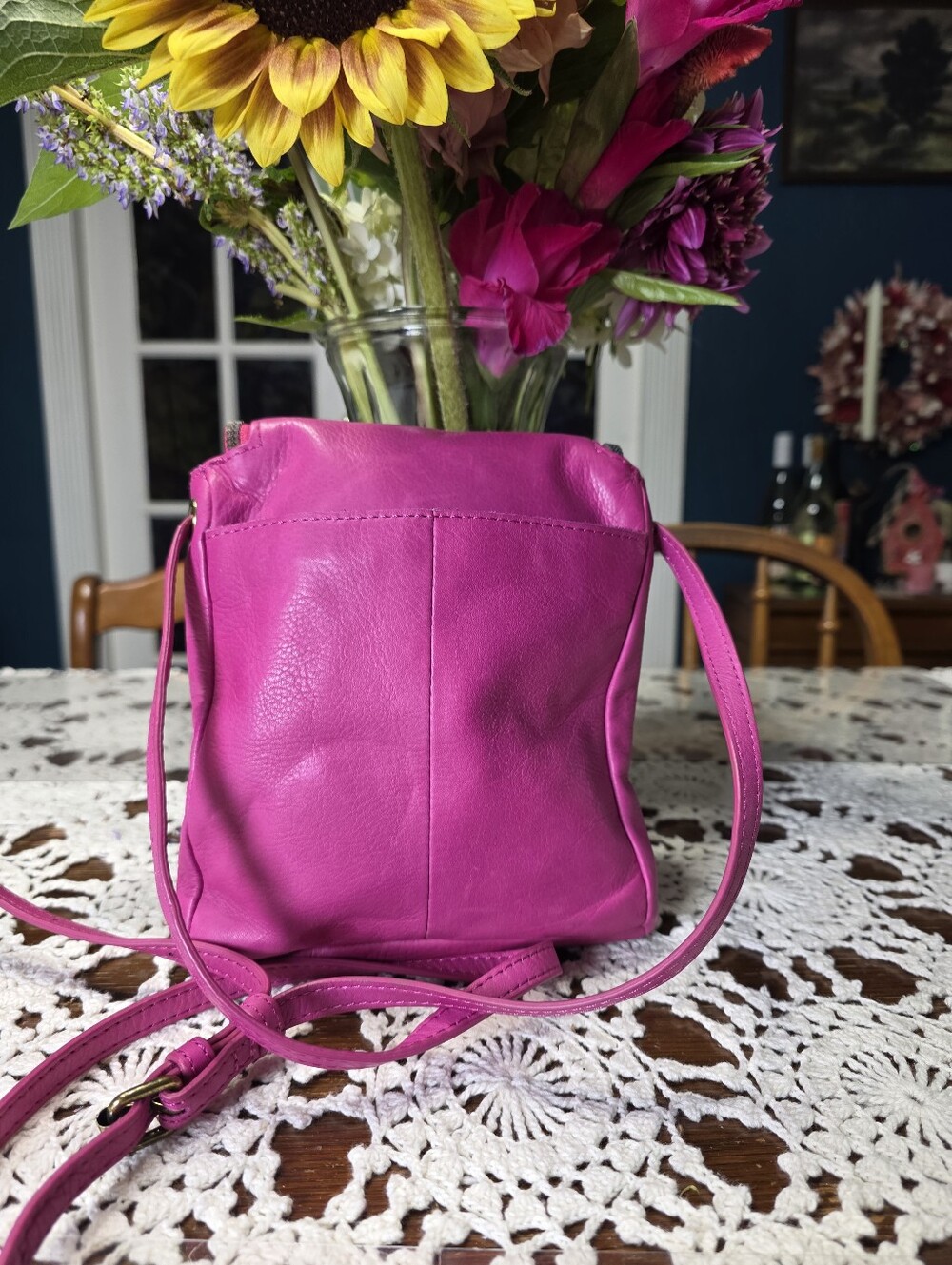 American Leather Co. Pink Leather Crossbody Bag - Picture 2 of 13